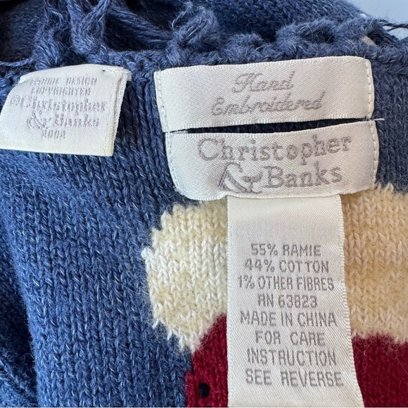 Blue Winter Scarf with Patriotic Snowman by Christopher & Banks USA warm cozy - Picture 4 of 4